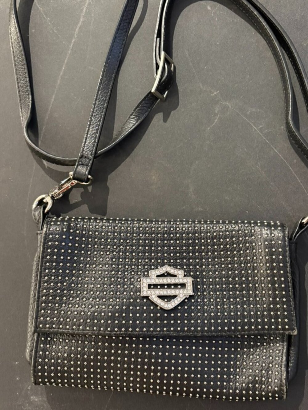 HARLEY DAVIDSON BAR & SHELD BLING SHOULDER CLUTCH
